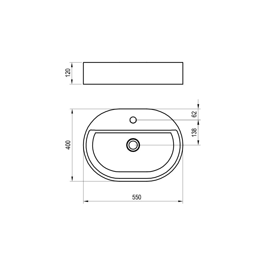 Ravak XJX01155003 - Lavatório de bancada CERAMIC SLIM 55x40 cm em cerâmica branca