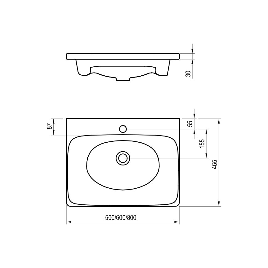 Ravak XJX01250000 - Lavatório encastrado BALANCE 50x46,5 cm cerâmica/branco