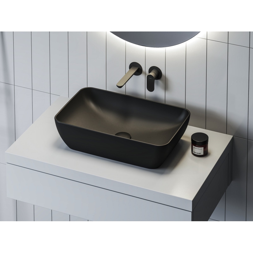 Ravak XJX0D150000 - Lavabo de bancada CERAMIC SLIM 50x31 cm cerâmica/preto