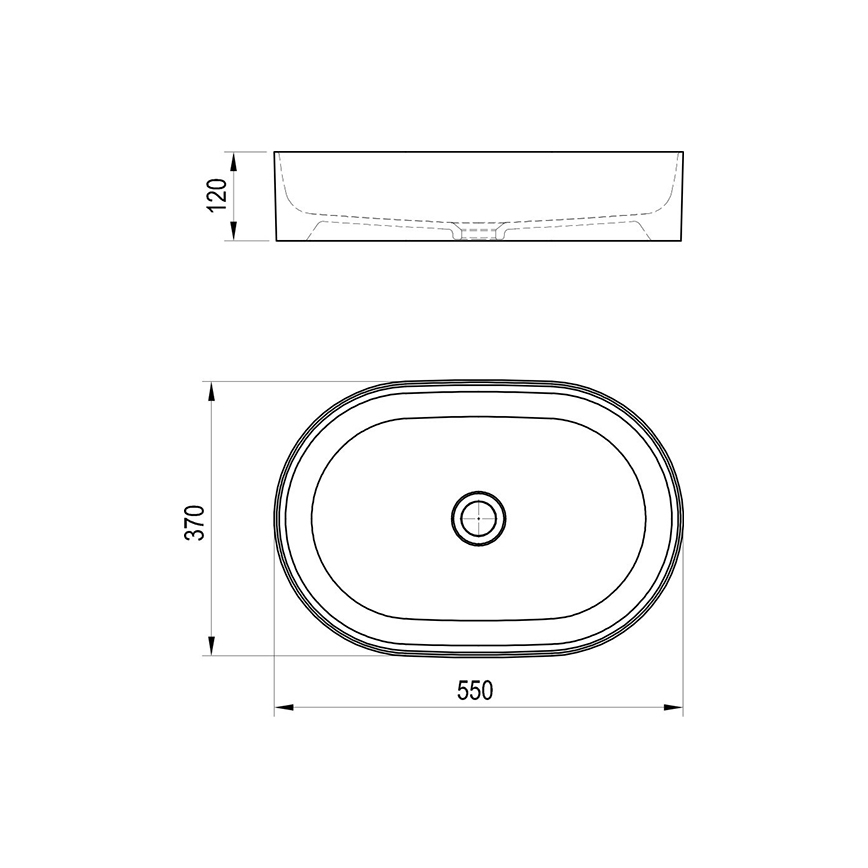 Ravak XJX0D155000 - Lavatório de bancada CERAMIC SLIM 55x37 cm cerâmica/preto
