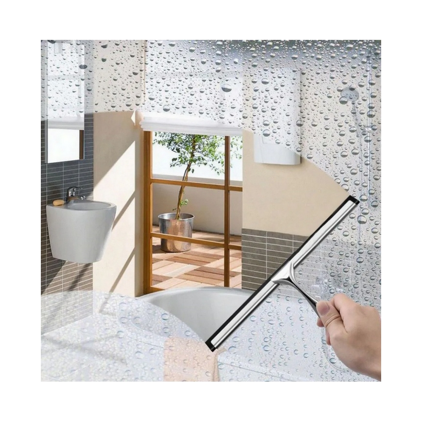 REA-70000 - Rodo para vidro com suporte, acabamento cromado brilhante