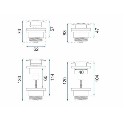 REA-A4100 - Válvula CLICK-CLACK para lavatório Ø 6,4 cm, preto brilhante