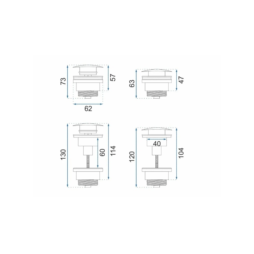 REA-A4100 - Válvula CLICK-CLACK para lavatório Ø 6,4 cm, preto brilhante