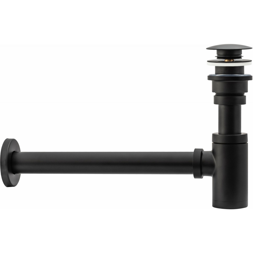 REA-A5215 - Sifão para lavatório com válvula CLICK-CLACK, diâmetro 6,4 cm, preto mate