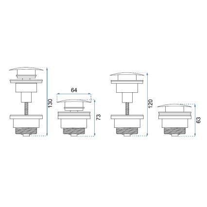 REA-A5216 - Válvula de escoamento CLICK-CLACK para lavatório, Ø 6,4 cm, preta