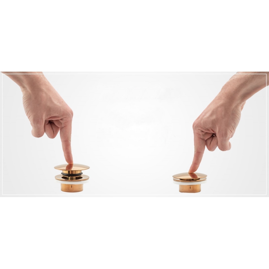 REA-A5692 - Sifão para lavatório com válvula CLICK-CLACK, diâmetro 6,4 cm, dourado