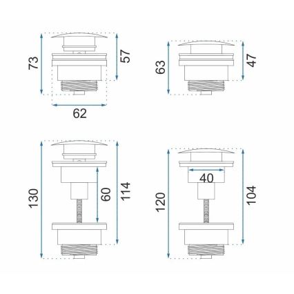REA-A8110 - Válvula para lavatório CLICK-CLACK Ø 6,4 cm dourada