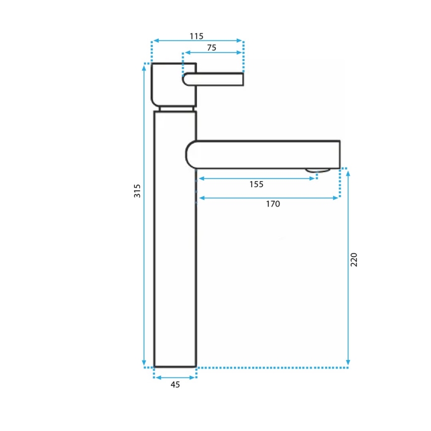 REA-B0229 - Torneira para lavatório TESS 31,5 cm preta