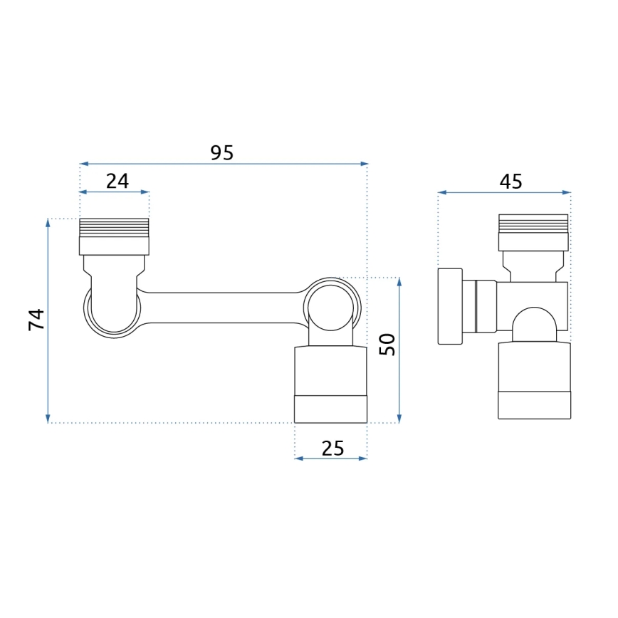 REA-B0660 - Adaptador giratório para torneira de lavatório, acabamento cromado polido