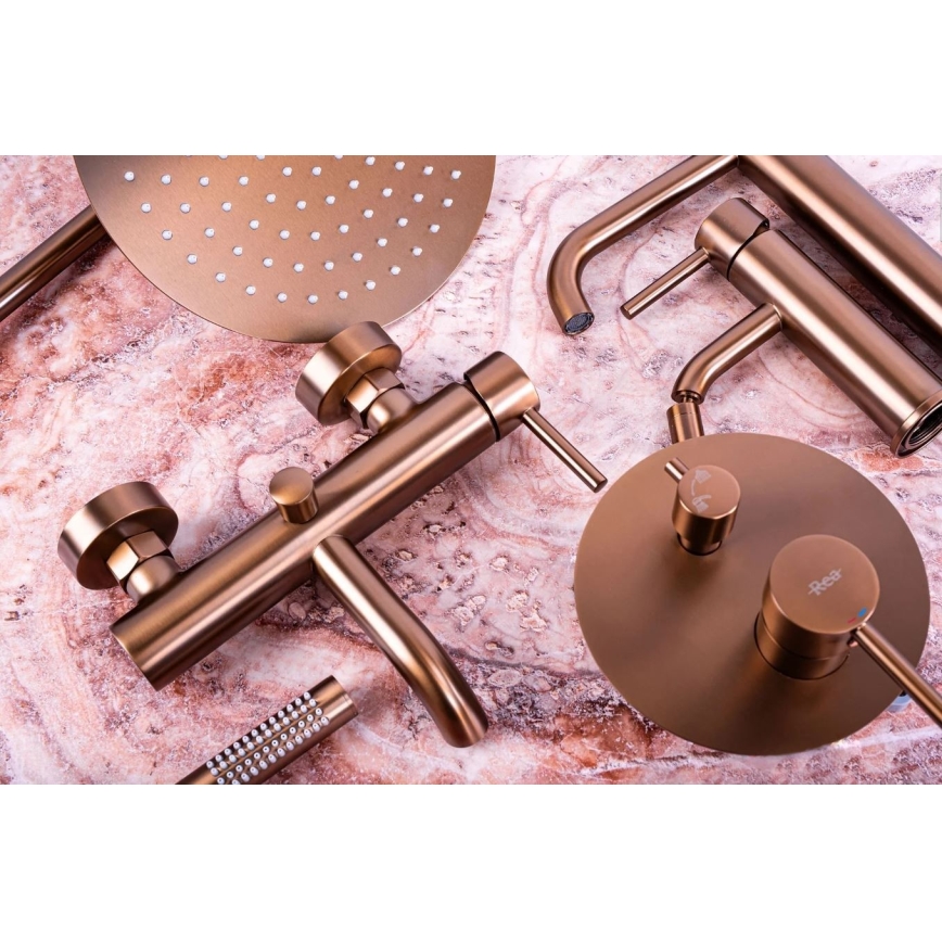 REA-B1112 - Misturador de lavatório LUNGO 16,5 cm em cobre escovado