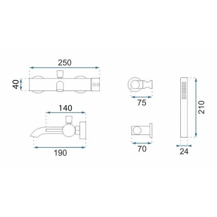 REA-B2352 - Conjunto para banheira LUNGO titânio