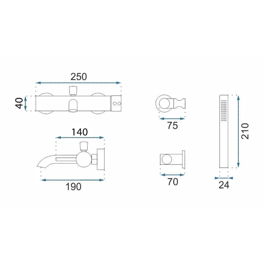 REA-B2352 - Conjunto para banheira LUNGO titânio