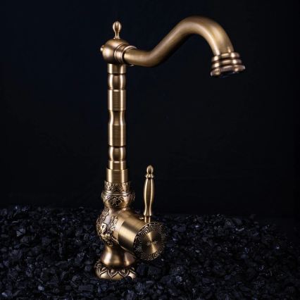 REA-B2500 - Torneira para lavatório VENICE RETRO 32 cm, acabamento dourado escovado