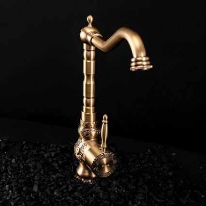 REA-B2500 - Torneira para lavatório VENICE RETRO 32 cm, acabamento dourado escovado