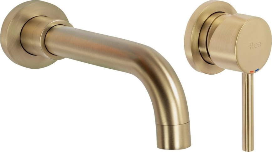 REA-B4109 - Misturadora de lavatório para instalação encastrada LUNGO, acabamento dourado escovado