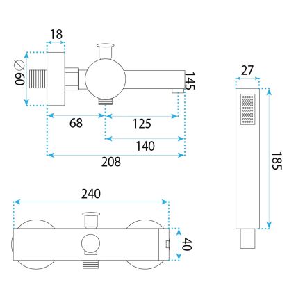 REA-B4523 - Conjunto para banheira PIXEL preto mate