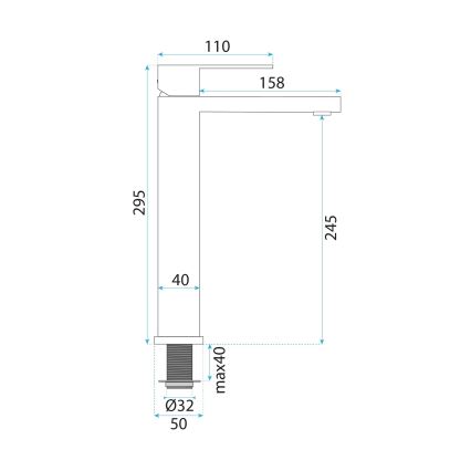 REA-B4588 - Torneira para lavatório ARLO 30 cm níquel