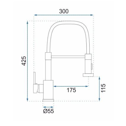 REA-B4820 - Torneira de cozinha COLIN com bico extraível, 42,5 cm, preta