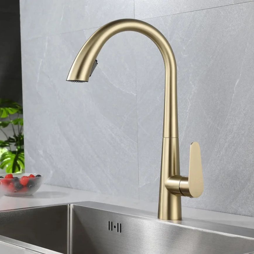 REA-B5312 - Torneira de cozinha com bico extraível ROSS 43 cm dourada escovada