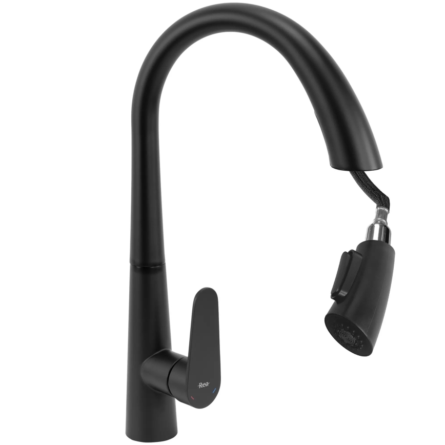 REA-B5313 - Misturadora de cozinha ROSS com bica extraível e pulverizador, 43 cm, preta