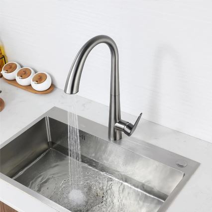 REA-B5314 - Torneira de cozinha ROSS 43 cm com ducha extraível, acabamento em níquel