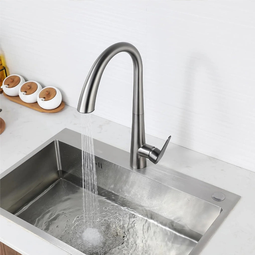 REA-B5314 - Torneira de cozinha ROSS 43 cm com ducha extraível, acabamento em níquel