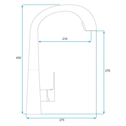 REA-B5314 - Torneira de cozinha ROSS 43 cm com ducha extraível, acabamento em níquel