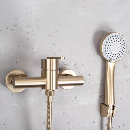 REA-B5501 - Conjunto de duche com misturador ONTARIO, acabamento dourado escovado