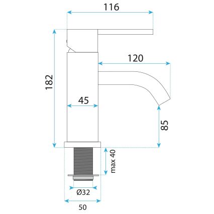 REA-B5504 - Torneira para lavatório ONTARIO 17,5 cm preta