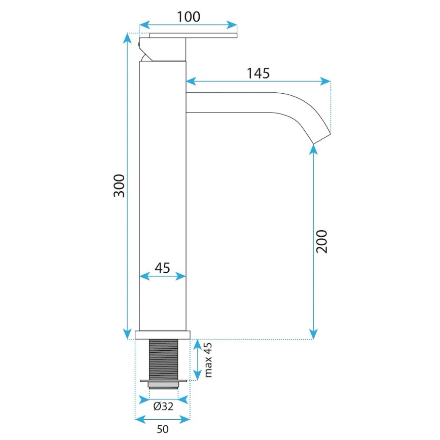 REA-B5510 - Torneira para lavatório ONTARIO 30 cm níquel