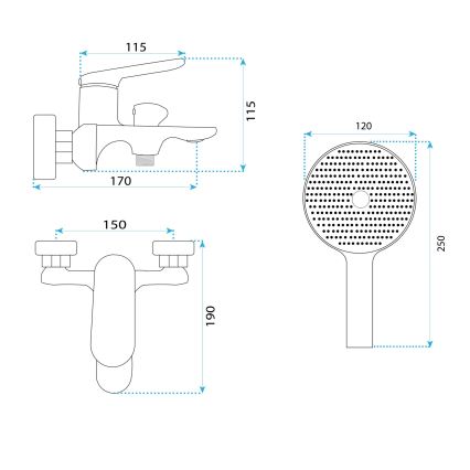 REA-B5941 - Conjunto para banheira MARCO preto fosco