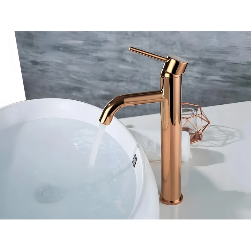REA-B6321 - Misturador para lavatório LUNGO 28 cm, acabamento ouro rosé