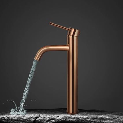 REA-B6321 - Misturador para lavatório LUNGO 28 cm, acabamento ouro rosé