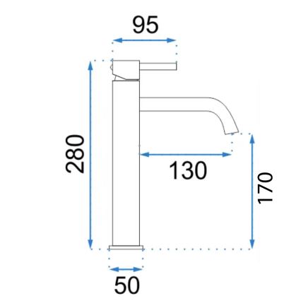 REA-B6321 - Misturador para lavatório LUNGO 28 cm, acabamento ouro rosé