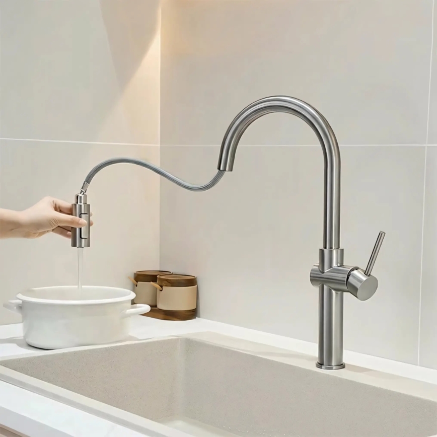 REA-B6330 - Misturador de cozinha com ducha extraível FRESH 45 cm níquel