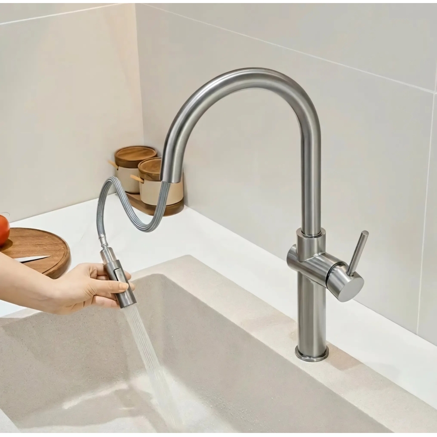 REA-B6330 - Misturador de cozinha com ducha extraível FRESH 45 cm níquel