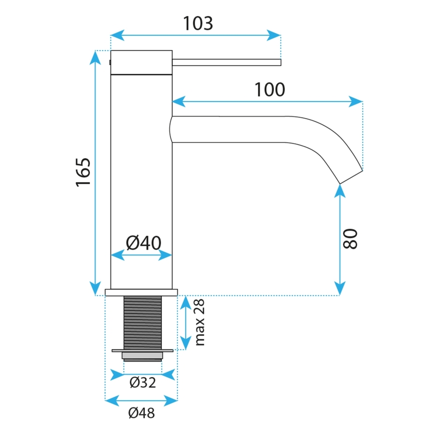 REA-B6533 - Misturadora para lavatório RIVO 16,5 cm dourada escovada