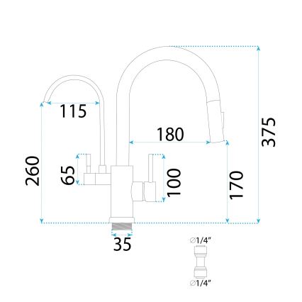 REA-B7564 - Torneira de cozinha com bica extraível e filtração ECO FRESH, 37,5 cm, níquel