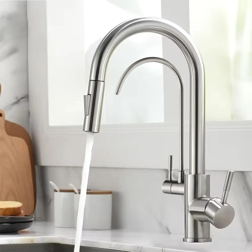 REA-B7563 - Torneira de cozinha com bica extraível e filtração ECO FRESH 37,5 cm níquel