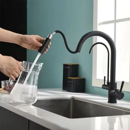 REA-B7564 - Torneira de cozinha com bica extraível e filtração ECO FRESH 37,5 cm preto mate