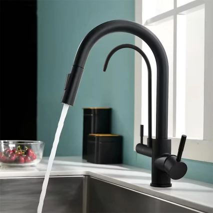 REA-B7564 - Torneira de cozinha com bica extraível e filtração ECO FRESH 37,5 cm preto mate