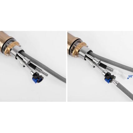 REA-B7596 - Torneira de cozinha com bica extraível e sistema de filtragem ECO FRESH, 37,5 cm, dourado escovado