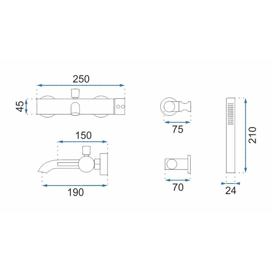 REA-B8030 - Kit para banheira LUNGO branco mate