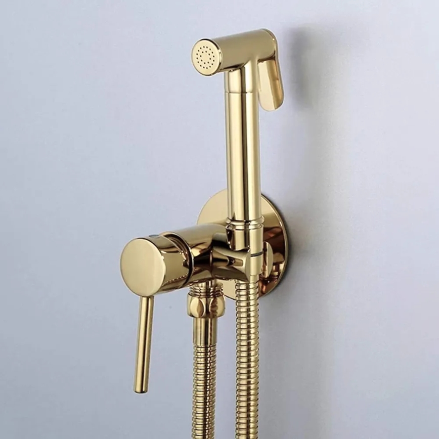 REA-B8979 - Misturador para bidé com duche de mão para instalação embutida LUNGO dourado