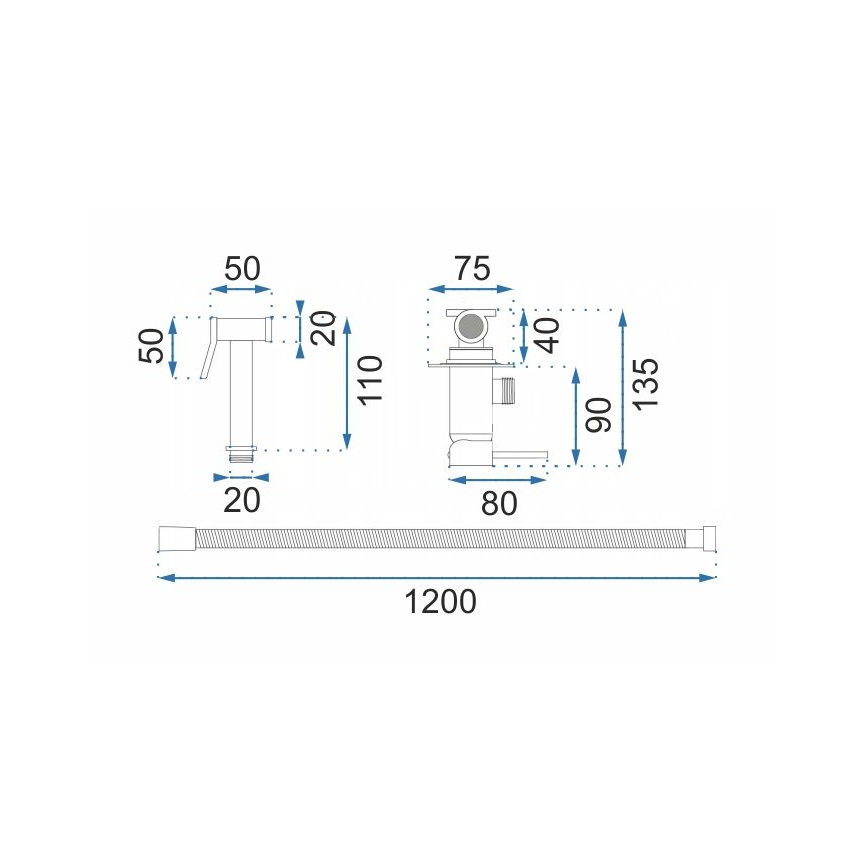 REA-B8979 - Misturador para bidé com duche de mão para instalação embutida LUNGO dourado