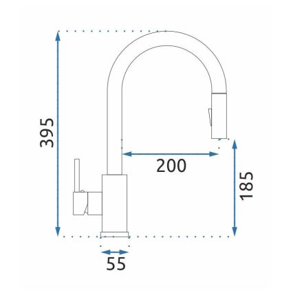REA-B9146 - Torneira de cozinha com bica extraível FRESH 39,5 cm níquel