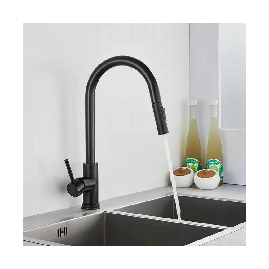 REA-B9147 - Torneira para lava-loiça com bica extraível FRESH 39,5 cm preto mate