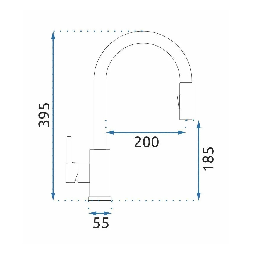 REA-B9148 - Torneira para lava-louças com ducha extraível FRESH 39,5 cm, acabamento dourado escovado