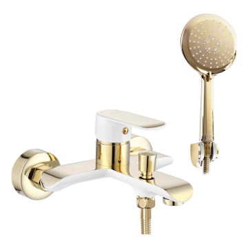 REA-B9932 - Conjunto para banheira BLOOM branco fosco/dourado