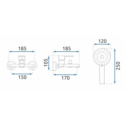 REA-B9932 - Conjunto para banheira BLOOM branco fosco/dourado